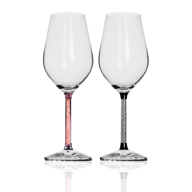Wholesale Custom Crystal Bordeaux Wine Glasses With Colored Diamond Stem Wine Glass For Wedding Restaurant Party