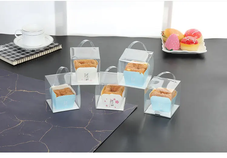 Wholesale Mini Muffin Carrier Box Cupcake Clear Plastic Box With Handle