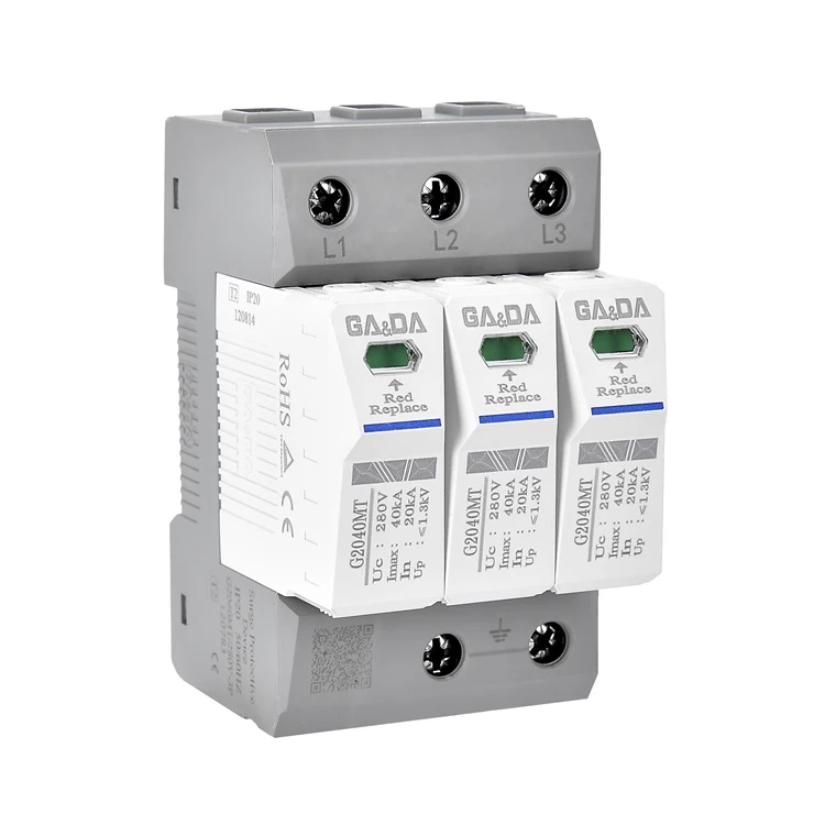 Surge Protector 3P 280V AC Low Voltage Arrester Device spd 20kA 40ka 120ka surge protective