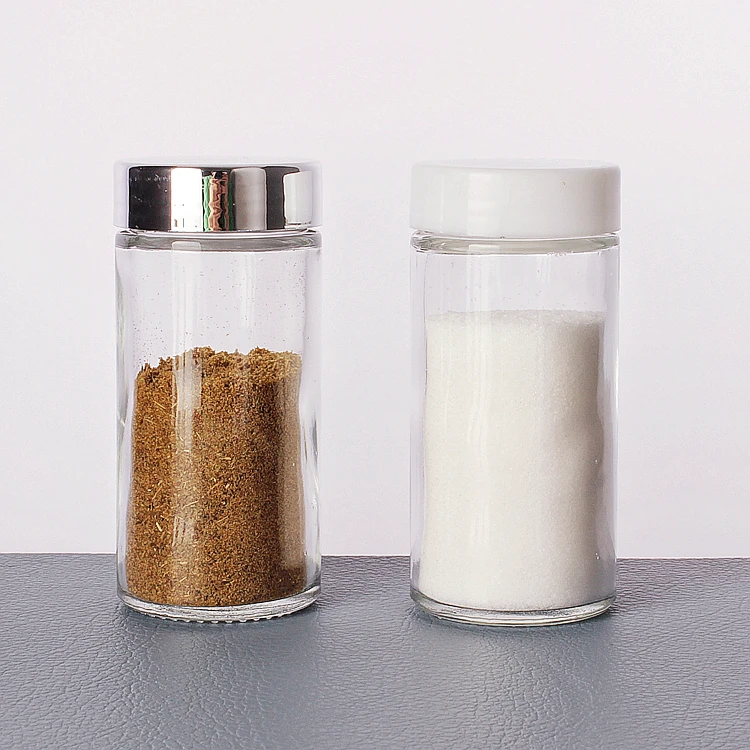 Round glass spice bottle 80ml seasoning glass spice jar with plastic lid