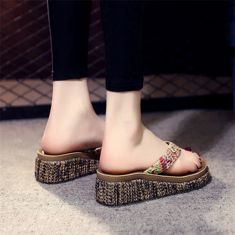 Comfortable Cheap Wholesale Wedge Heel Flip Flop Women Summer Flip Flops Flip-Flops Slippers Shoes