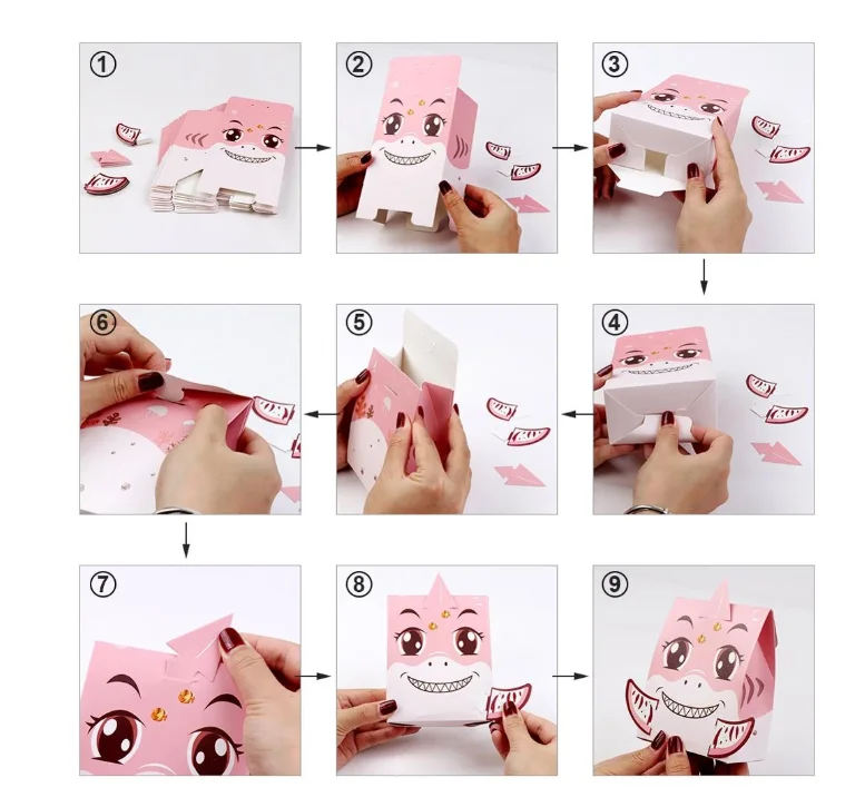 Shark Paper Chocolate Candy Sweet Gift Box for Baby Shower Party Decoration Packaging Boxes