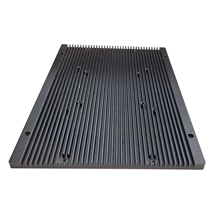 Factory wholesale anti UV anodised black custom aluminium heat sink pad for power amplifier cnc punching holes milling tapping