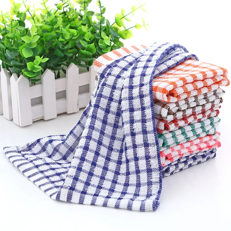 custom cotton Bamboo hand Tea Cotton Plaid Absorbent Dish Kitchen Towel