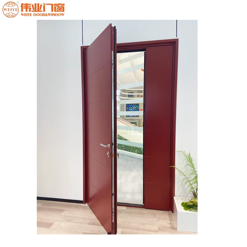 Hot Sale High Quality Entry Door Aluminum Panel Door Solid with Auto Lock for Villa