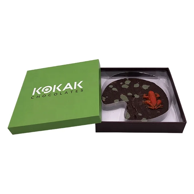 Luxury handmade chocolate packaging Customized logo Box Lid and bottom box for dessert packaging box plastic tray