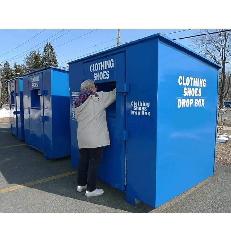 Large Volume Outdoor Garbage Bin Storage Box Steel Clothes Recycling Donation Bin