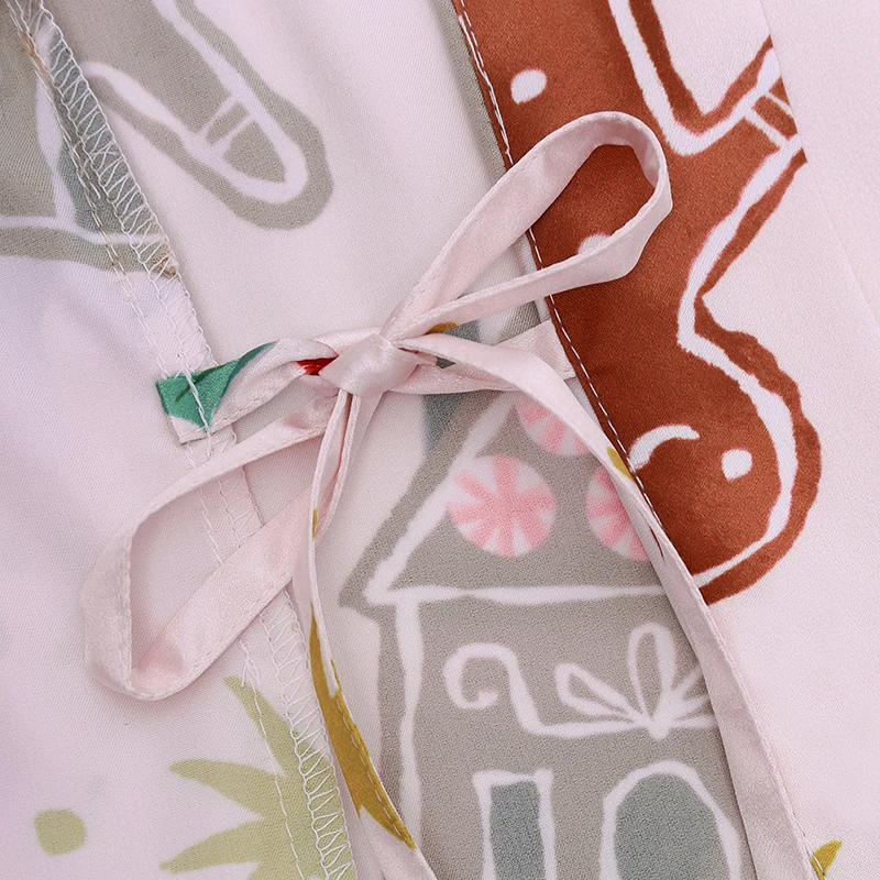 2022 Free size christmas tree pattern designs lounge wear three quarters sleeve satin silky christmas short robe for adult women