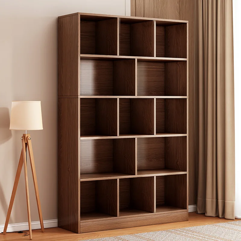 Modern Simple Tall 5 Shelf Large Capacity Open Sturdy Display Cabinet for Library Living Room & Home Office Bookcase Bookshelf