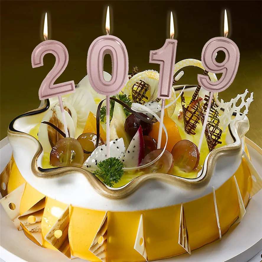 Number 1 2 3 4 5 6 7 8 9 0 ? Decorate With Name Gold Number Cake Candles