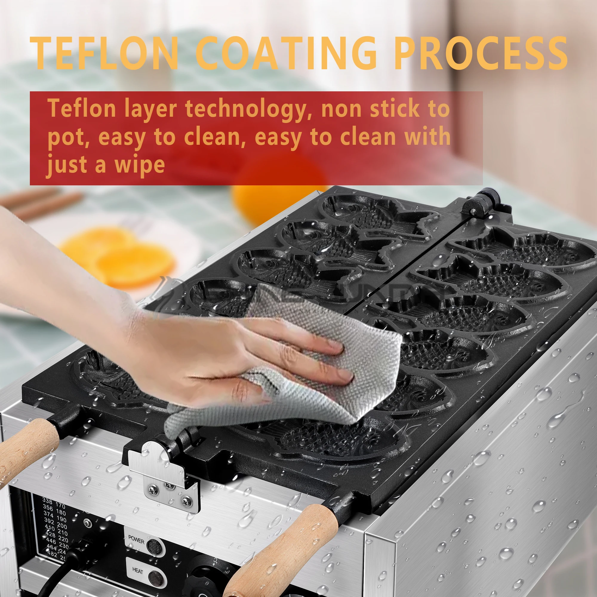 Electric Ice Cream Waffle Japanese Fish Shape Taiyaki Ice Cream Machine 5 Taiyaki Machine Commercial Taiyaki Baking Machine