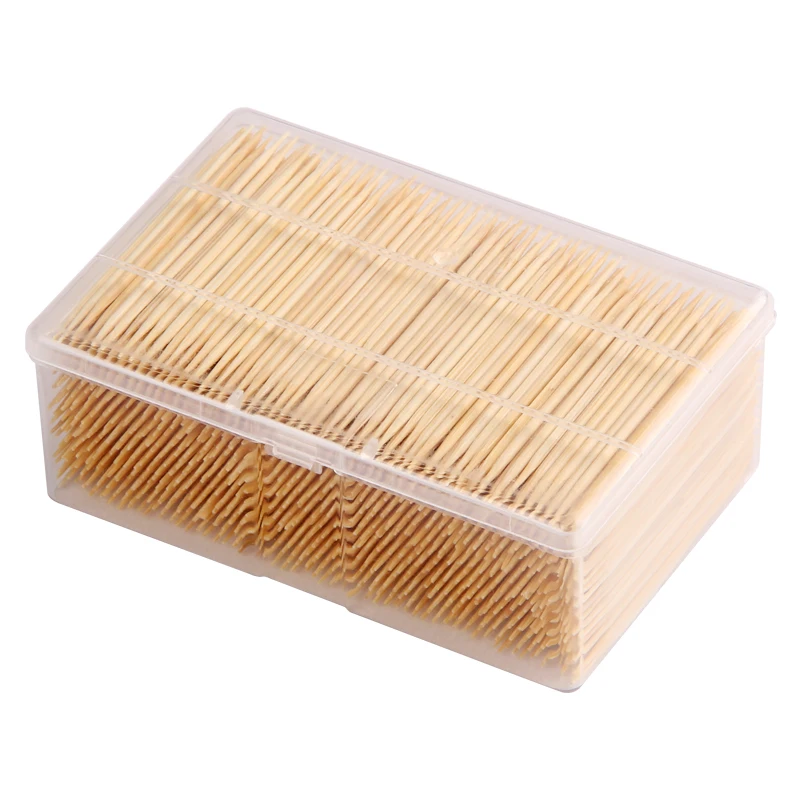 
Eco friendly Wooden Bamboo Plastic 1000pcs Double Side stick Toothpicks box Boxed packing toothpick 