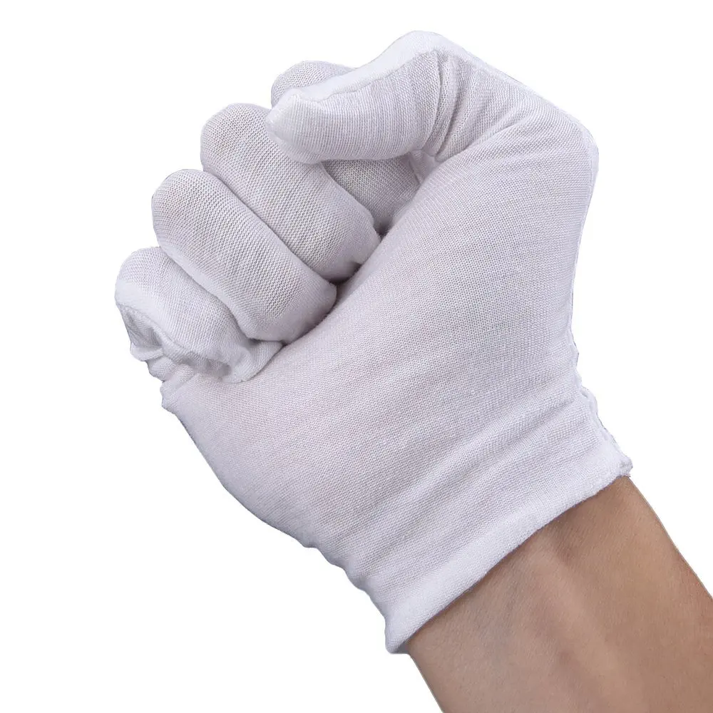 
Thickened Stretchable Lining Medium White Cotton hand gloves for Honor Guard, Parade, Jewelry Inspection, Film Photo, spa 