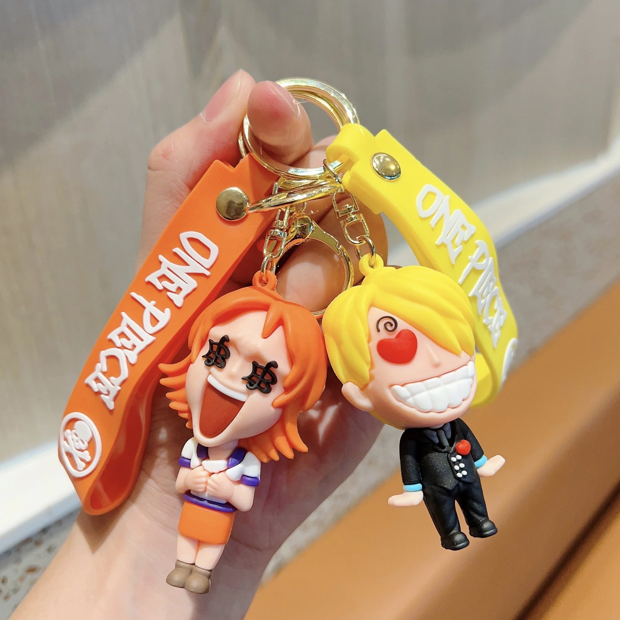 Popular Cartoon Luffy 3D Character Keychain One Piece Anime Fans Gift Zoro Car Keyring bag Pendant One Piece key chain