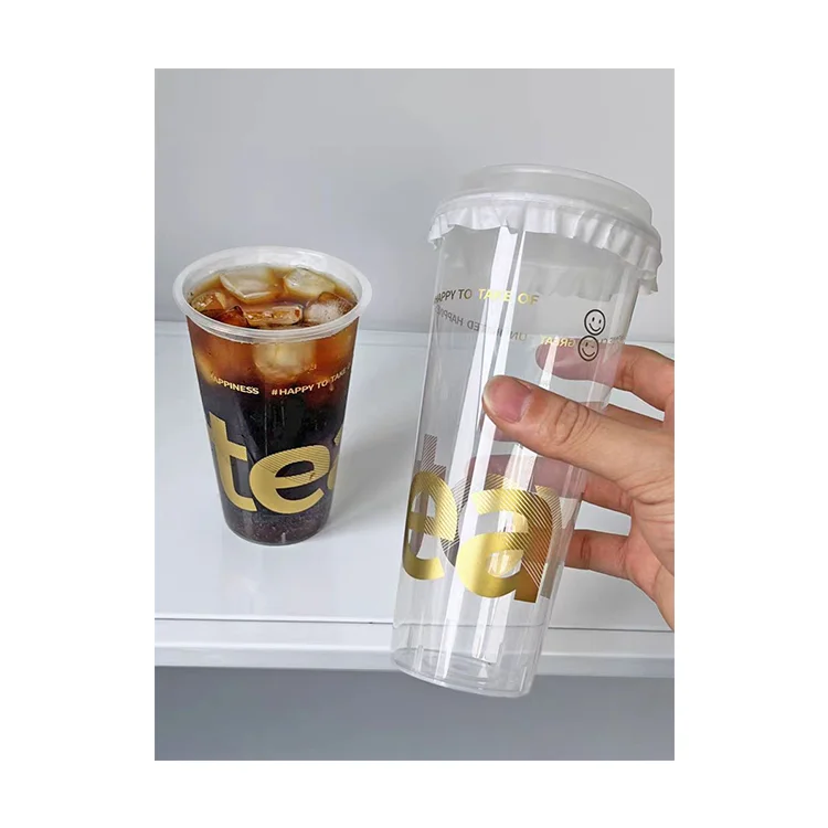 Custom printed disposable clear 12oz 16oz 22oz pp cup Frosted fruit milk boba bubble tea plastic cup