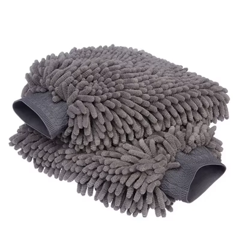 Waterproof car wash gloves Microfiber high quality durable caterpillar shaped side strip gloves