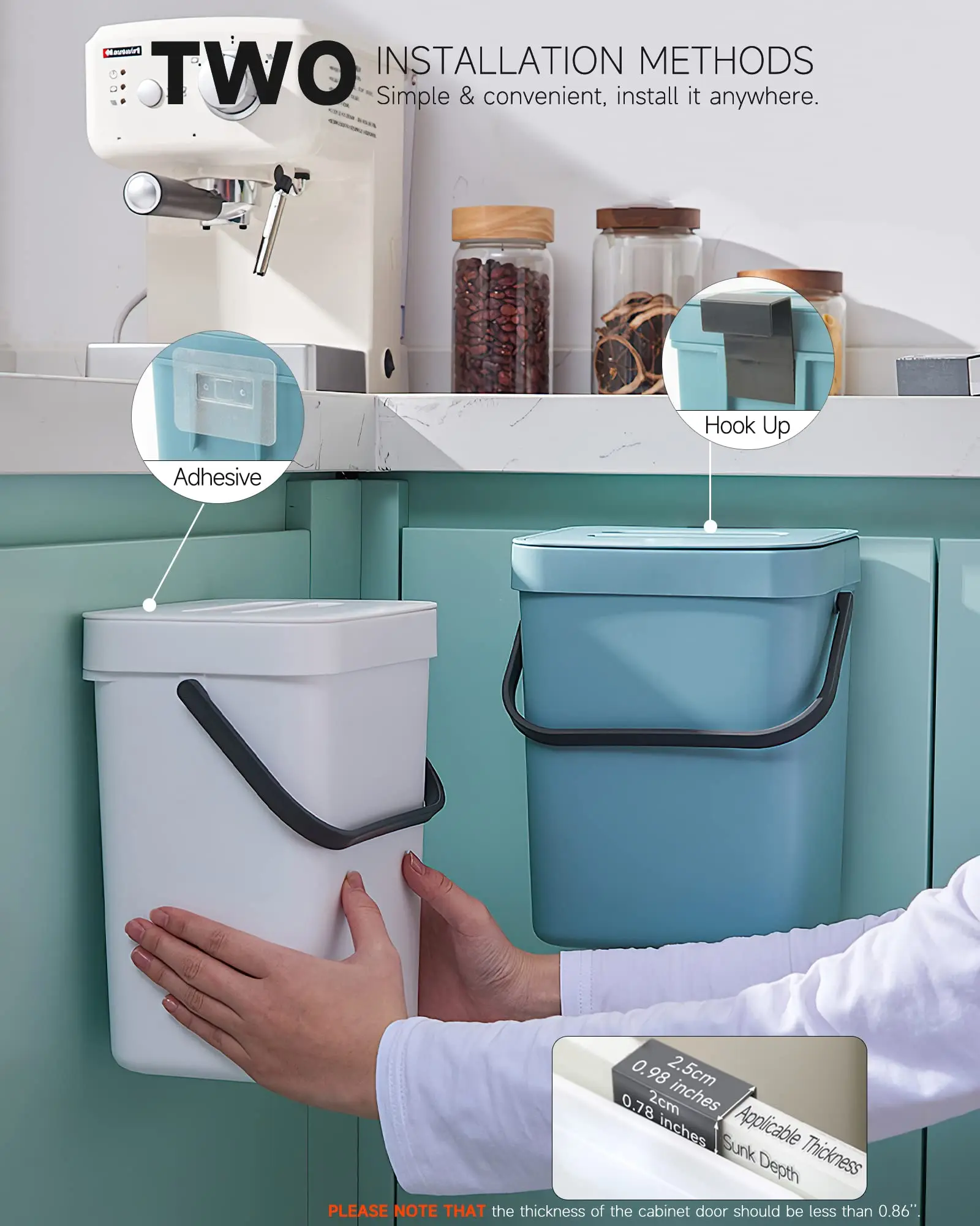 Compost Bin Indoor Kitchen home Sealed Hanging Small Trash Can rubbish bin waste bins with Lid