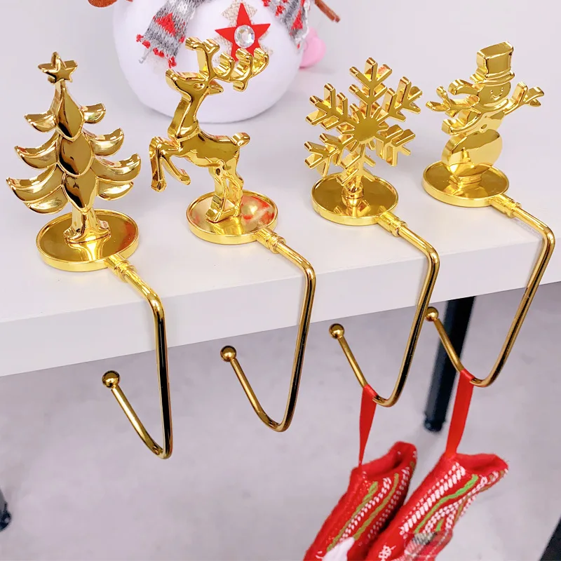Hot selling Christmas sock hooks metal fireplace sock pendants snowflake Christmas hooks factory stock direct sales