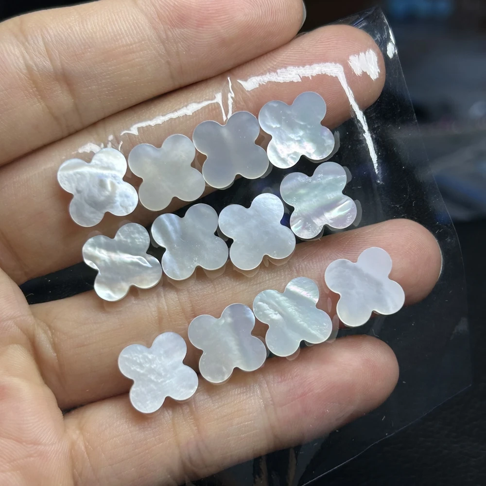 White Mother of pearl  13x12MM Loose Four Leaf Clover chalcedony Gemstones Natural Malachite