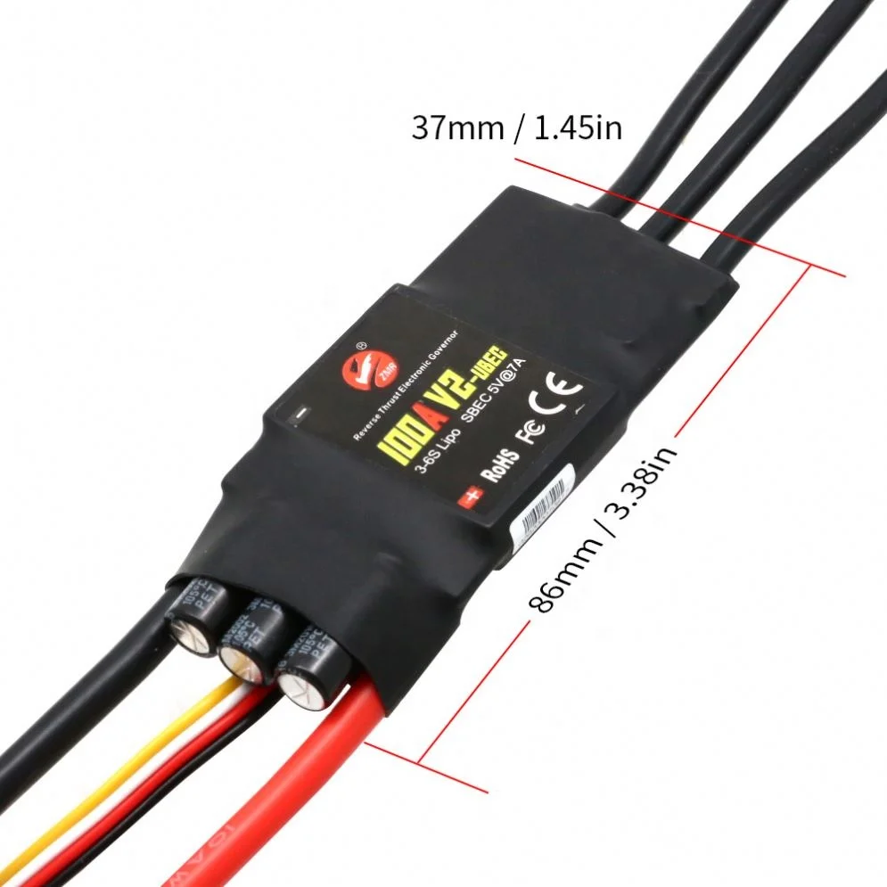 Бесщеточный бесщеточный контроллер скорости ESC 40A 50A 80A 100A V2 Дрон 2-4S с BEC/UBEC для Радиоуправляемый квадрокоптер вертолет