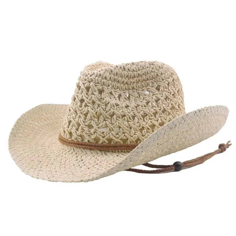 Womens Mens Paper Summer Sun Beach Mexico Straw hat unisex Sombrero Hombre Panama Western Cowboy Hat