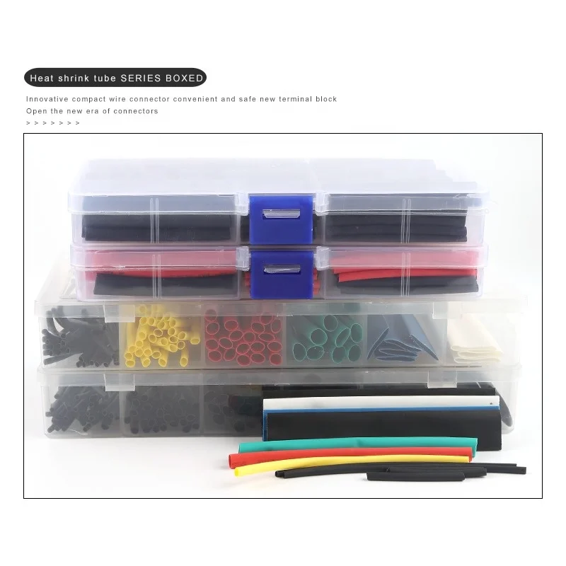 100/127/150PCS With Boxed Black Red Heat Shrink Tube Sleeving Set Wire Cable Insulated Polyolefin Sleeve Kit Heat Shrink Tubing
