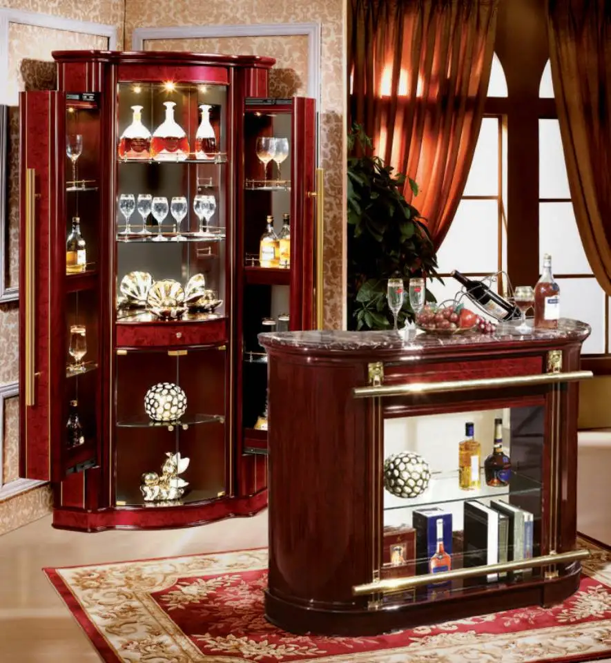 Hot selling Modern Design Wall Wood Wine Cabinet with Glass Rack