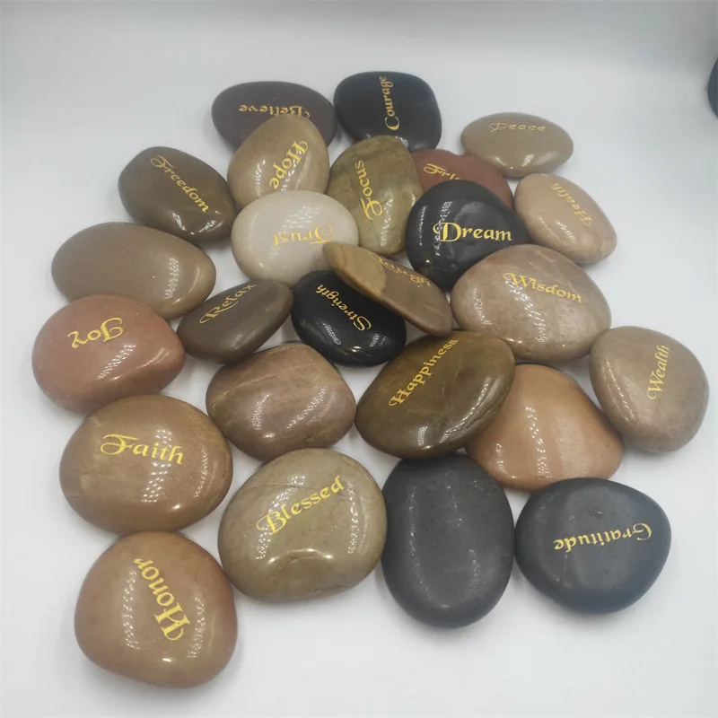 DAQIDO Hot Sale Bulk Wholesale Customized Engraved Pocket Letter Word Pebble Stone