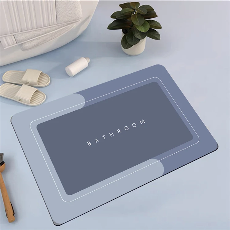 Bathroom Water Absorbent Rubber Door Mats Diatom Mud Floor Mat Kitchen Anti Slip Diatomite Bath Mat
