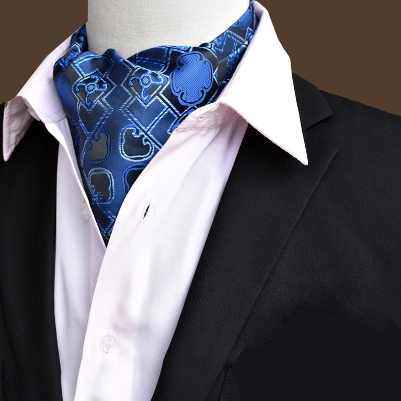 Hot Selling Ascot Ties for Men Paisley Floral Ascot Classic Self Tie Mens Cravat Ascot Ties for Wedding