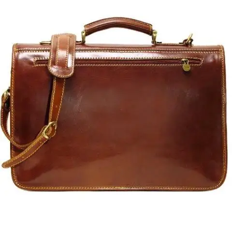 vintage crazy horse leather 18 inch pad genuine leather men anti theft shoulder messenger bag with many pockets