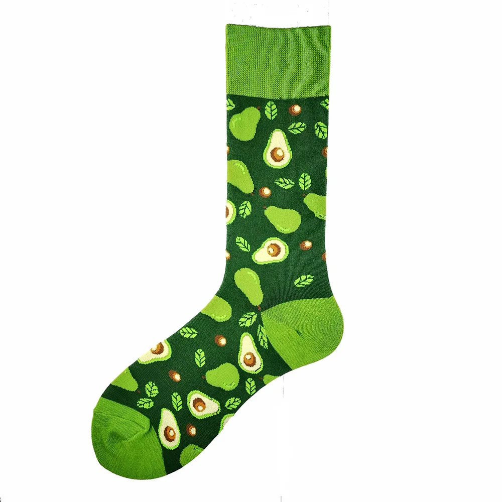 Bonypony Adorable Cute Puppy Gourmet Avocado Colorful Dogs Patterned Socks Elite Combed Cotton Crazy Novelty Dress Socks