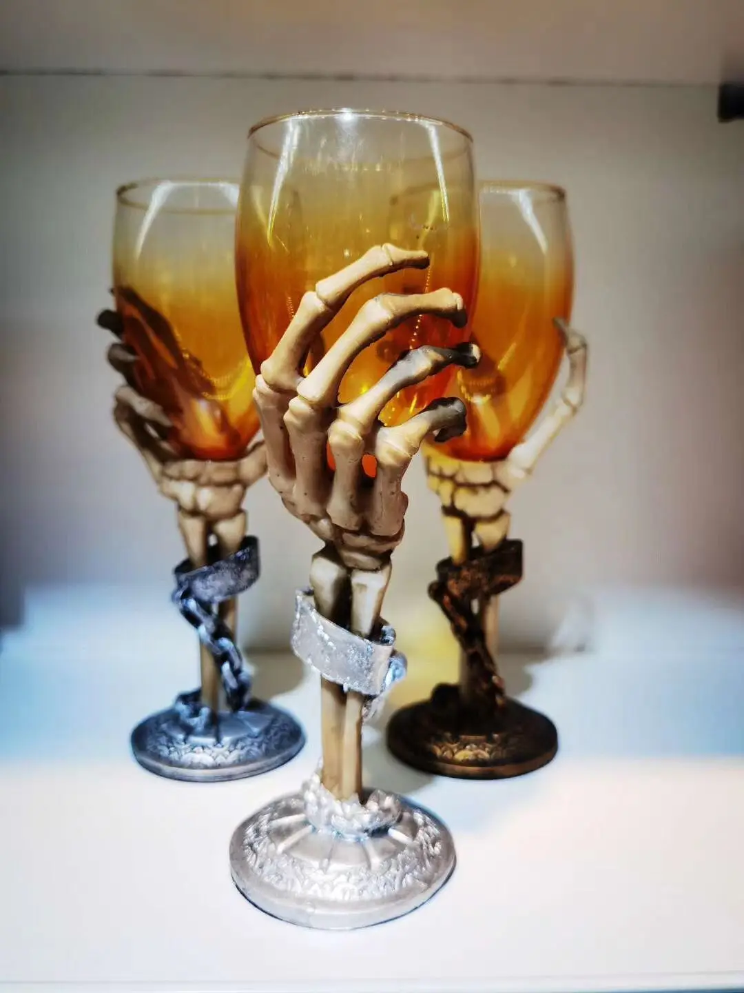 Gothic Wine Goblet Style Contain Goat Skull Viking Dragon Claw Finger Metal Resin Wine Glass BEST Halloween Gifts Bar Drinkware