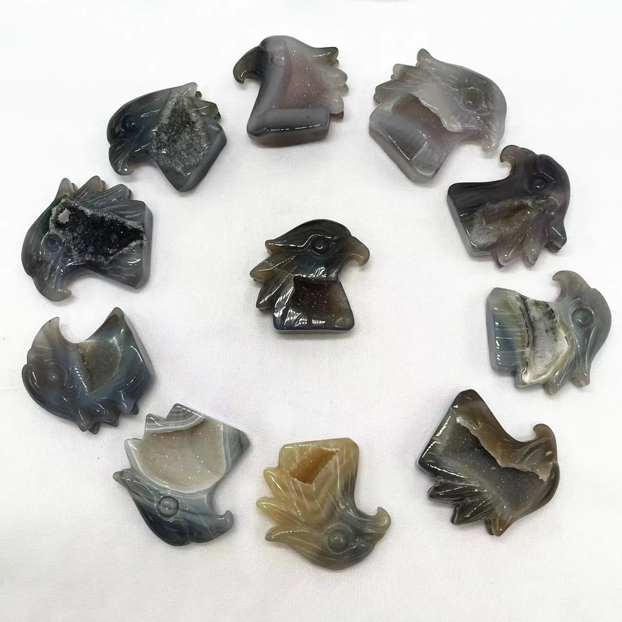 Wholesale Bulk Small Hand Carved Geode Agate Eagle Healing Crystal Carving Crystal Animal