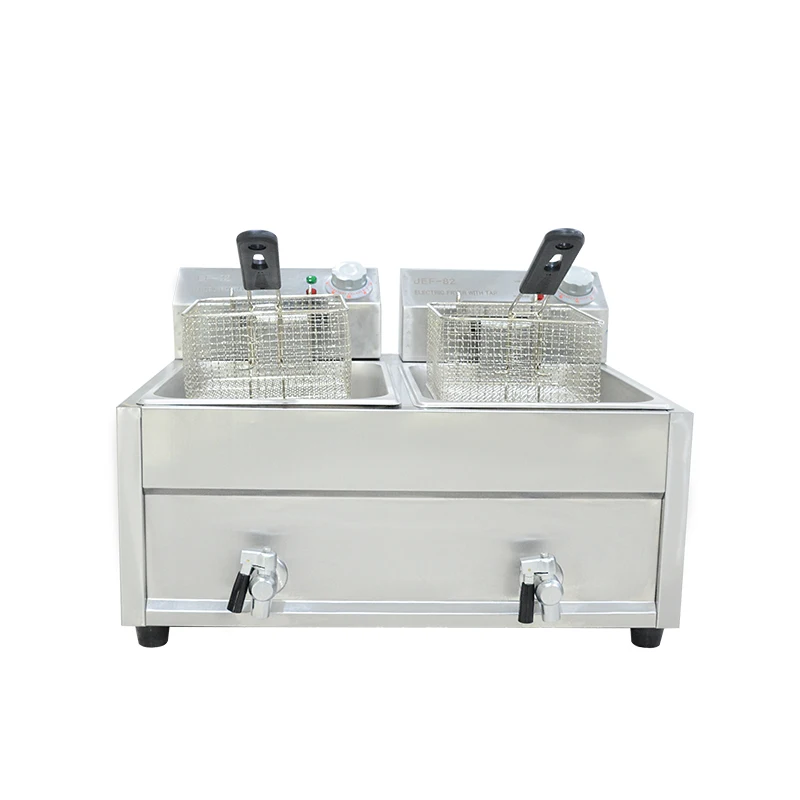 
Commercial Kitchen Application 5L+5L Double Tank Deep Fryer Small Potato Chip Frying Machine 