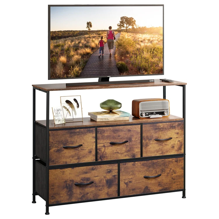 Living Room Bedroom Entryway Wooden Metal Non-woven Drawer Cabinet Media Console Television Table Dresser TV Schrank Stand