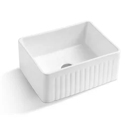 Popular Design CUPC Big Size White Ceramic Solid Surface Farmhouse Apron Front Kitchen Sink