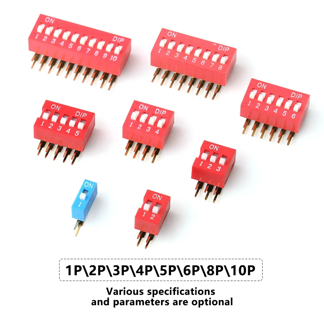 2pins-16pins Piano Dip Switches Right Angle Smd 2.54mm Pitch