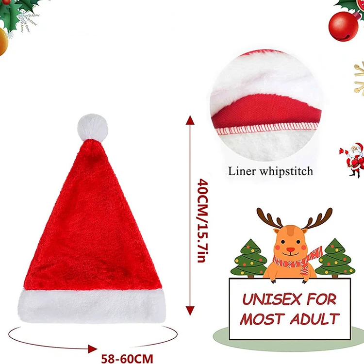 Wholesale Luxury Long Plush Santa Hat Cozy Christmas Party Supplies for Adults and Children for Decorations
