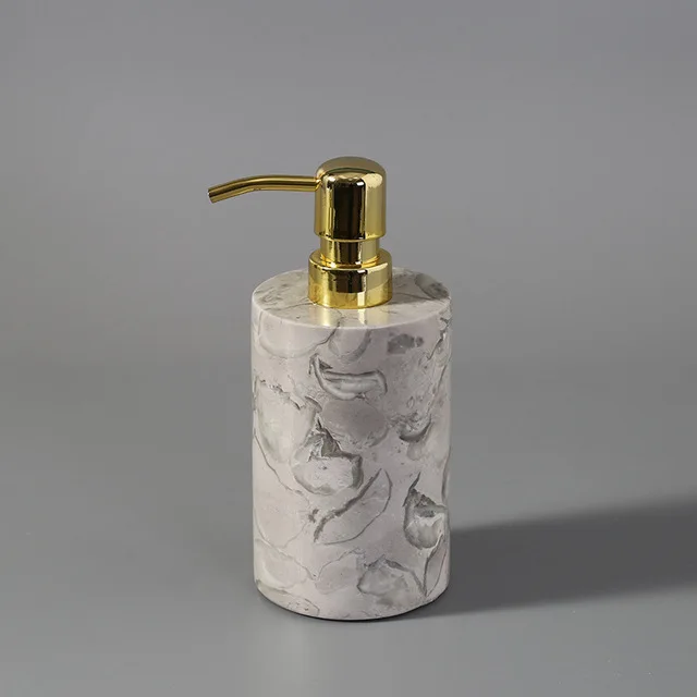 Home hotel 5 pieces ceramics marble bathroom accessory set soap dish toothbrush holder dispenser tumble bathroom shower set