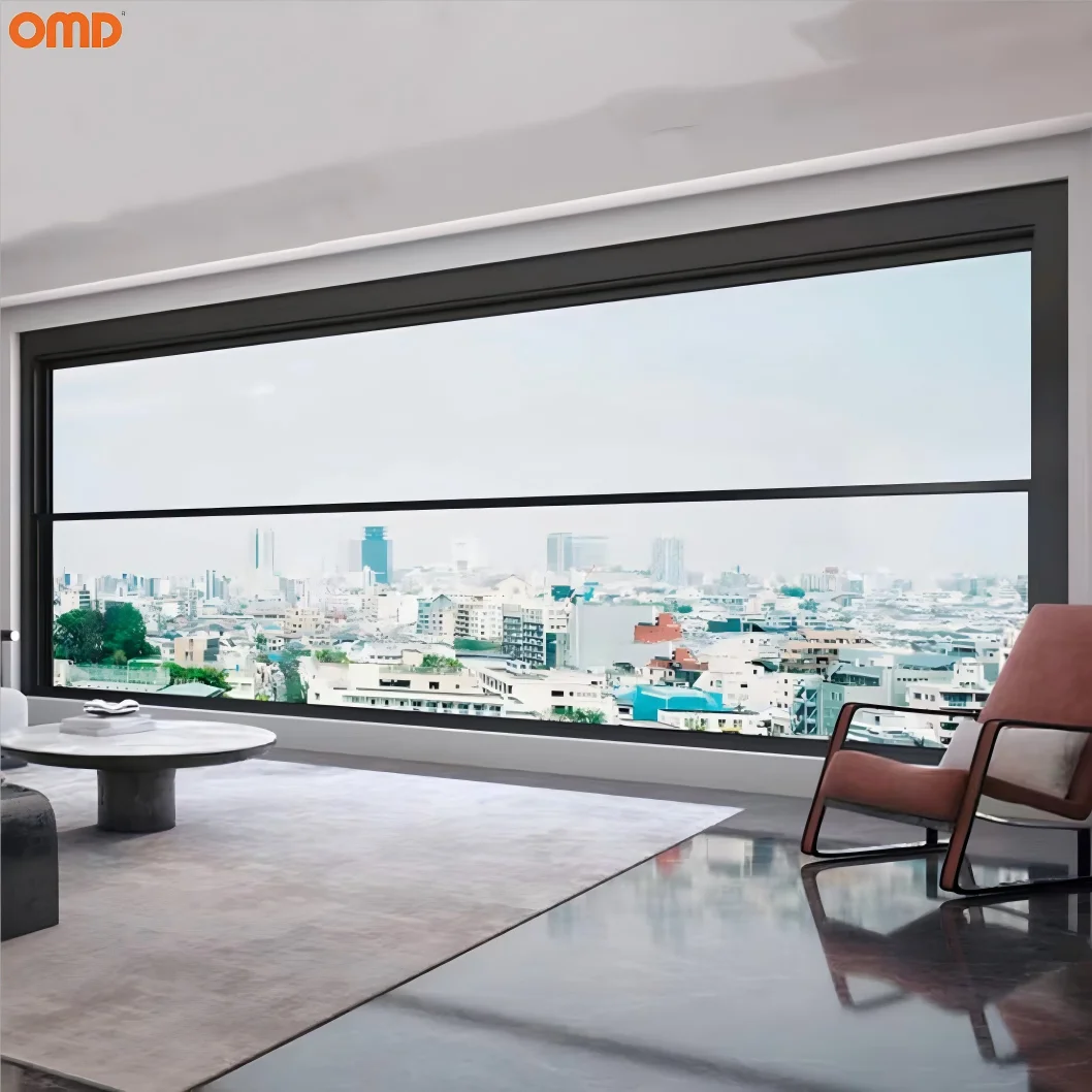 Modern Aluminum Vertical Slide Automatic Lifting Windows Electric Lift Up Glass Windows With Weather Sensor