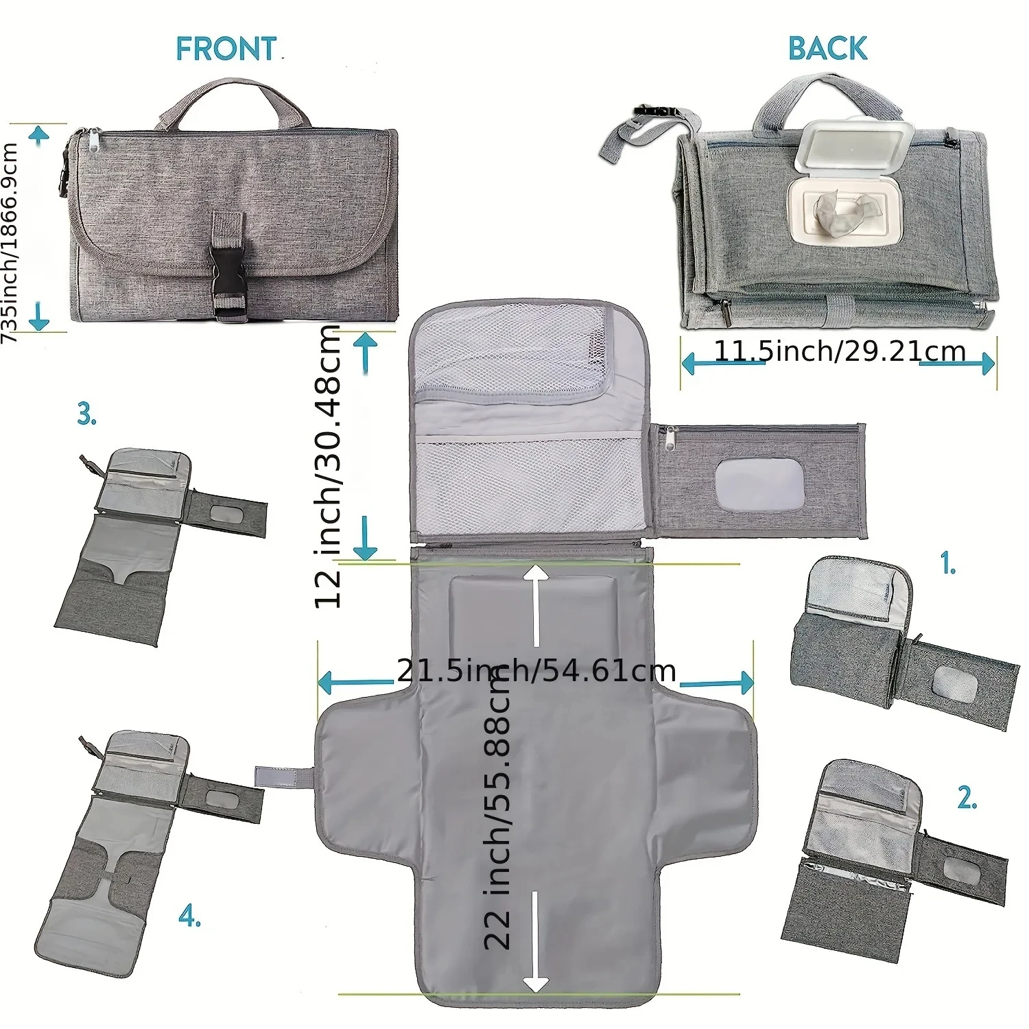 Newborn Extended Waterproof Travel Changing Station Portable Baby Mat Diaper Changing Pad