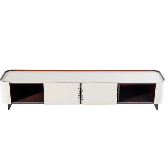 Rectangle saddle leather luxury tv cabinet rack living room tv table furniture tv cabinet
