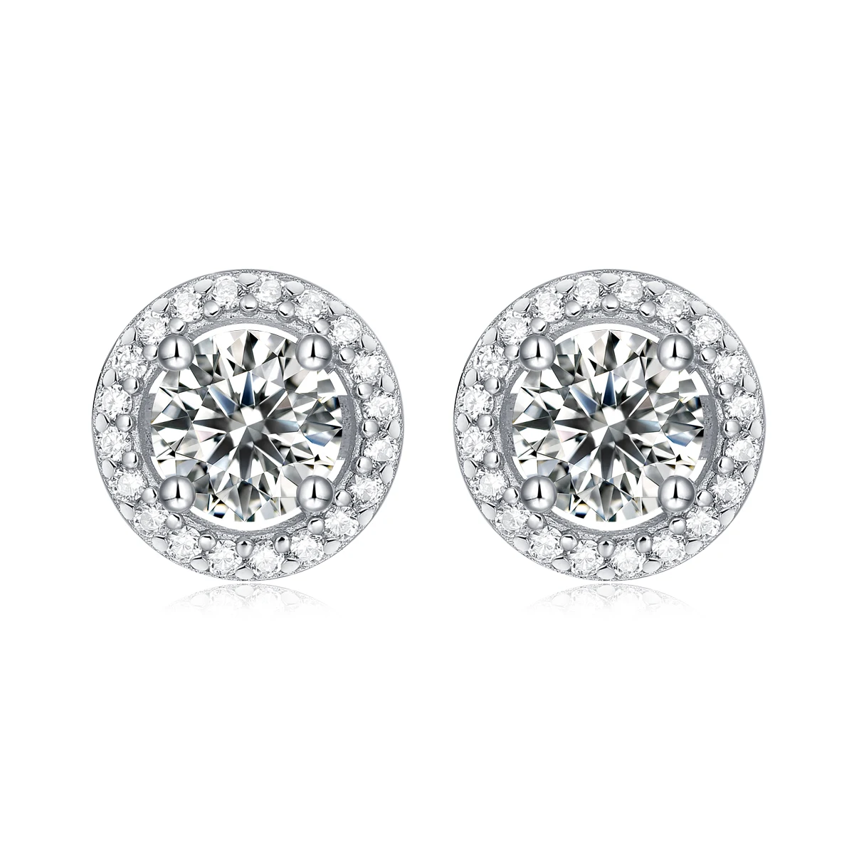 Pass Diamond Tester 5mm 6.5mm 8mm Moissanite Magnetic Earrings 925 Sterling Silver Mossanite Diamond Halo Stud Earrings For Men