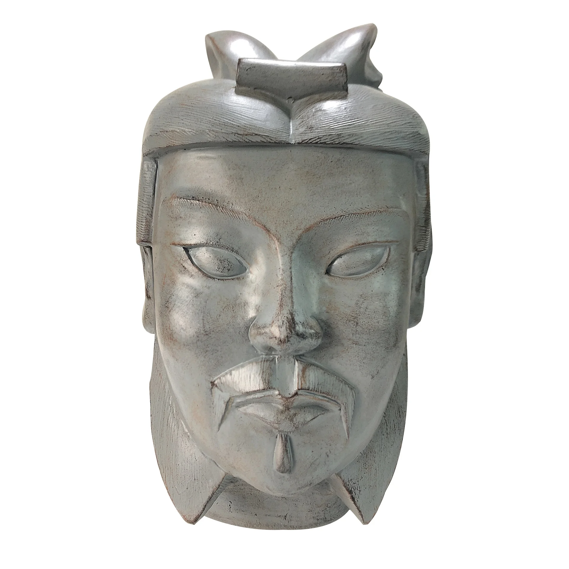 31cmH Polyresin Resin Chinese Terracotta Warrior Soldier Head Home Decoration