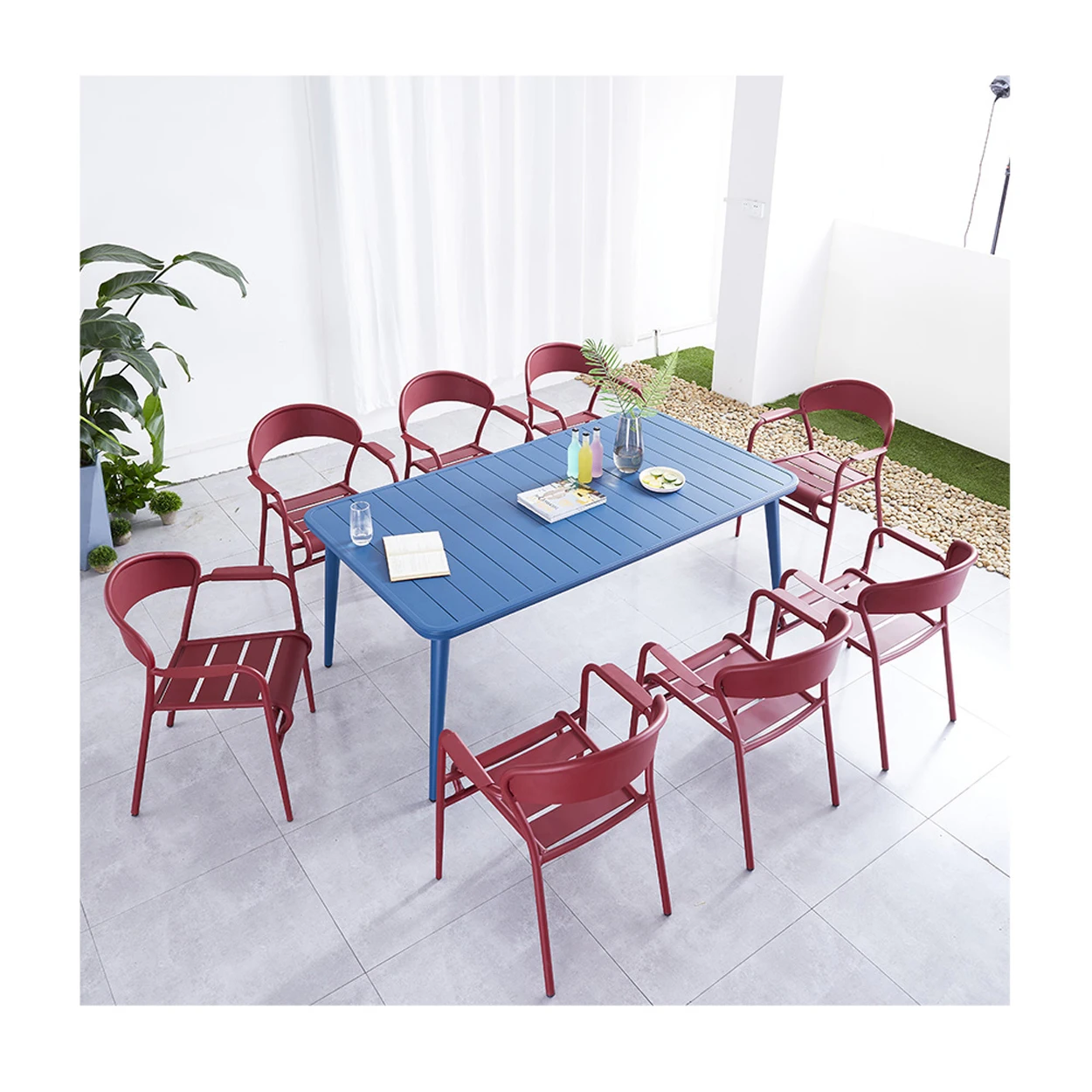 Out Door Furniture Outdoor Patio Set Terraza Metal Dining Table Garden Sets Aluminum Long Garden Table