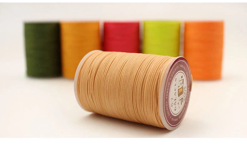 210d 0.6mm High Tenacity Polyester Sewing Pure Linen Waterproof Cored Round Wax Thread For Leather