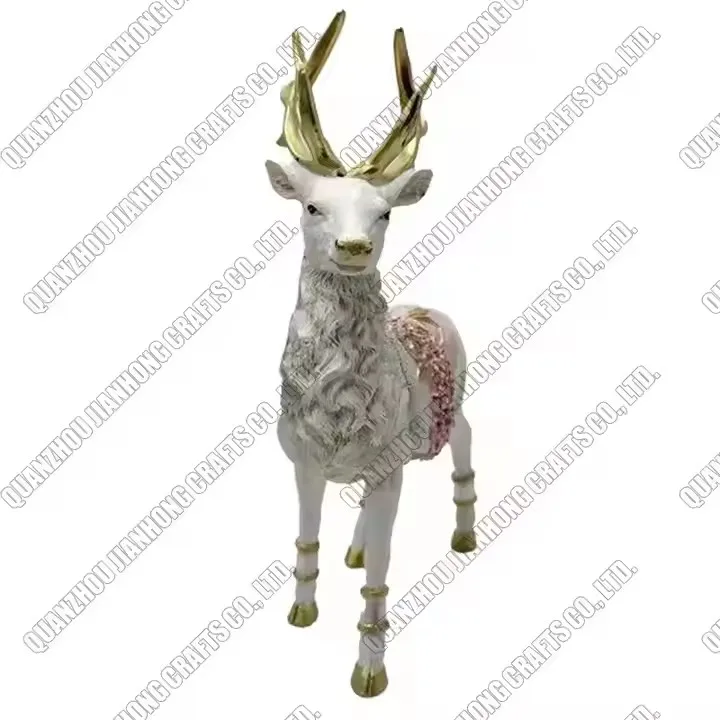 Wholesale Ornament Home Decorative Antler White Thread Christmas Deer Statues