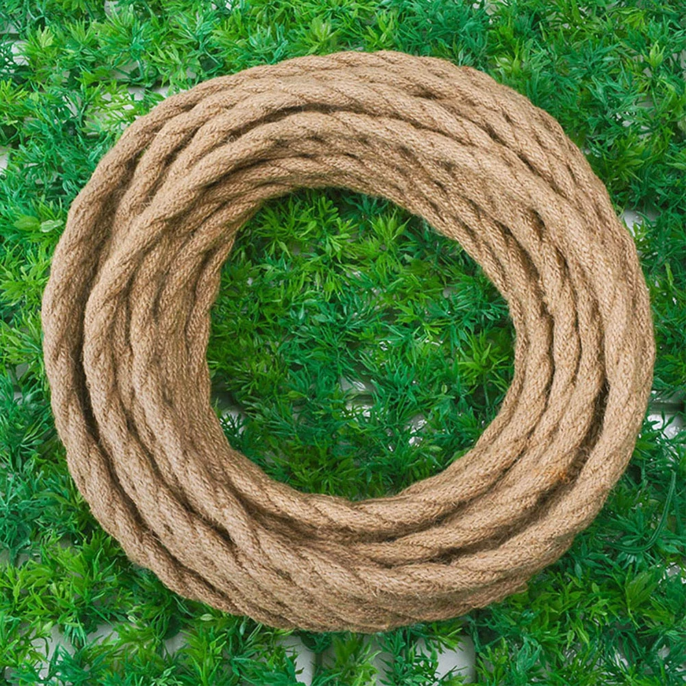jute rustice hemp rope fabric linen electrical cable textile wire solid cotton cord 2 core for Decorative Pendant