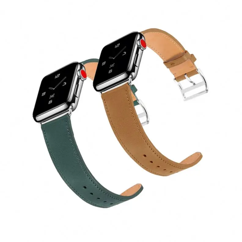 
38/40/42/44mm Italian Leather Watch Straps with Silver Buckles 